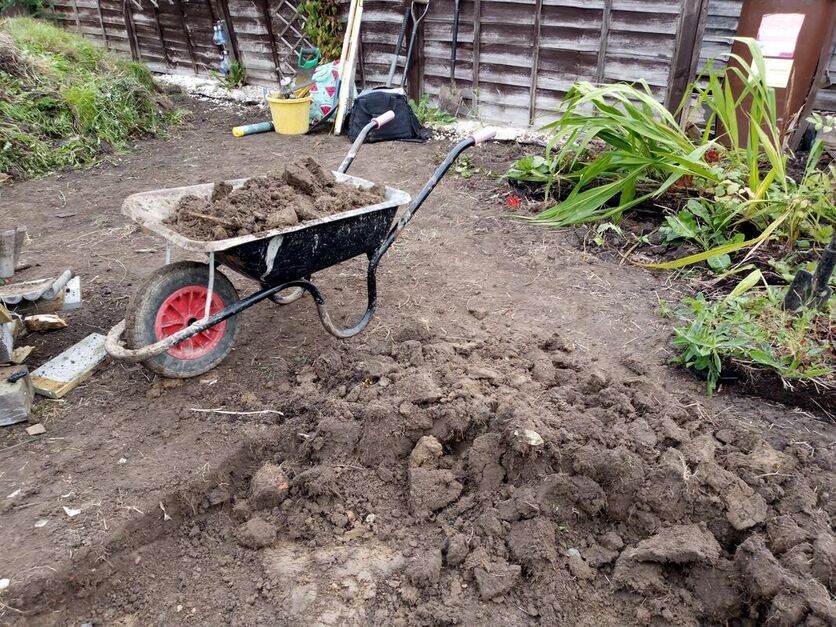 Digging out soil for granite setts