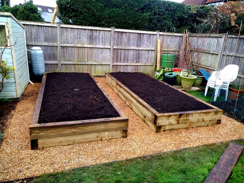 raised bed with gravel area