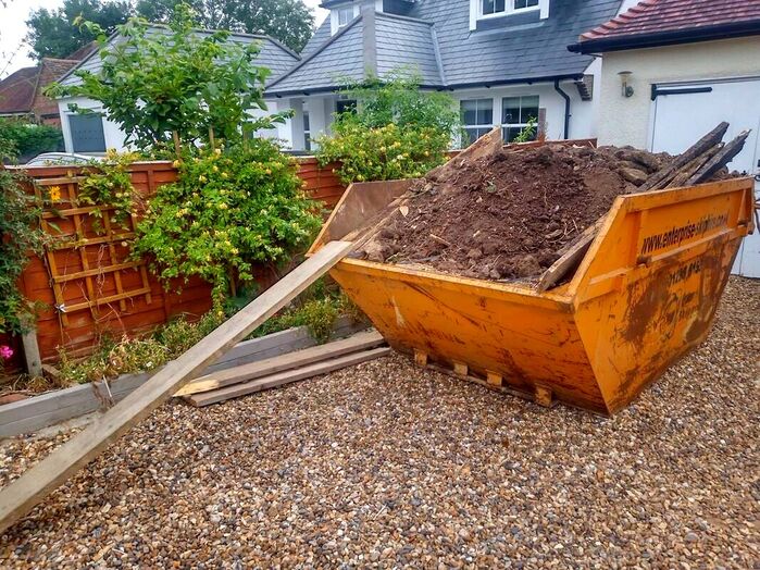 Skip filled with soil